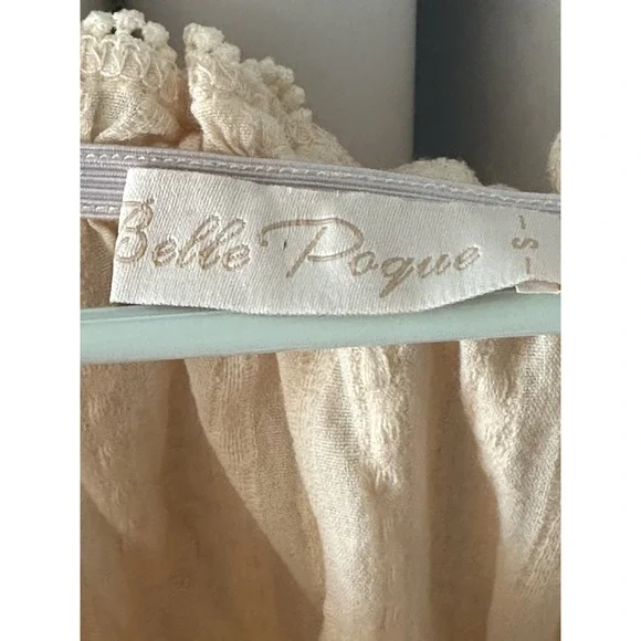 Women’s Cream Peasant Blouse with Brown Sleeve Accents - Picture 5 of 8